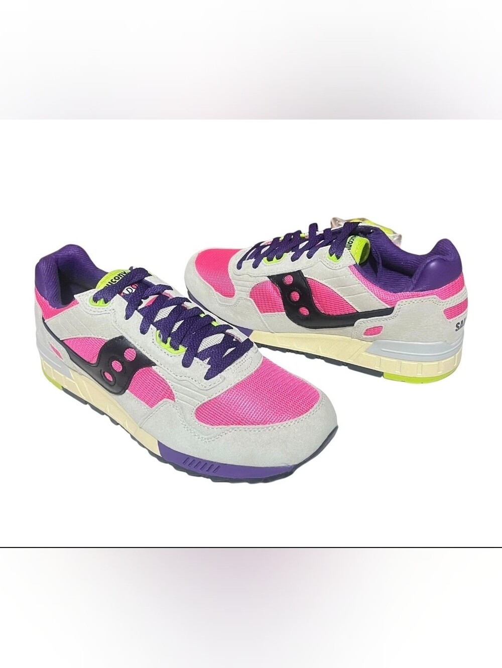 Saucony Kids Pink, Purple & Lime Retro Runner Sneakers Size 3.5 Boys,5 Girls
